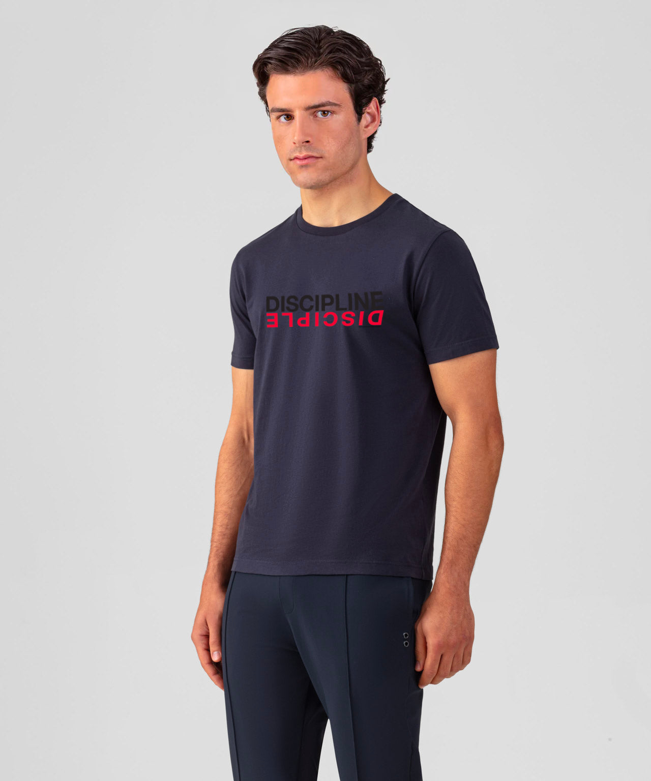 Organic Cotton T-Shirt "DISCIPLINE DISCIPLE": Navy