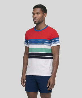 T-Shirt Eyelet Edition w. Retro Stripes: Shocking Red