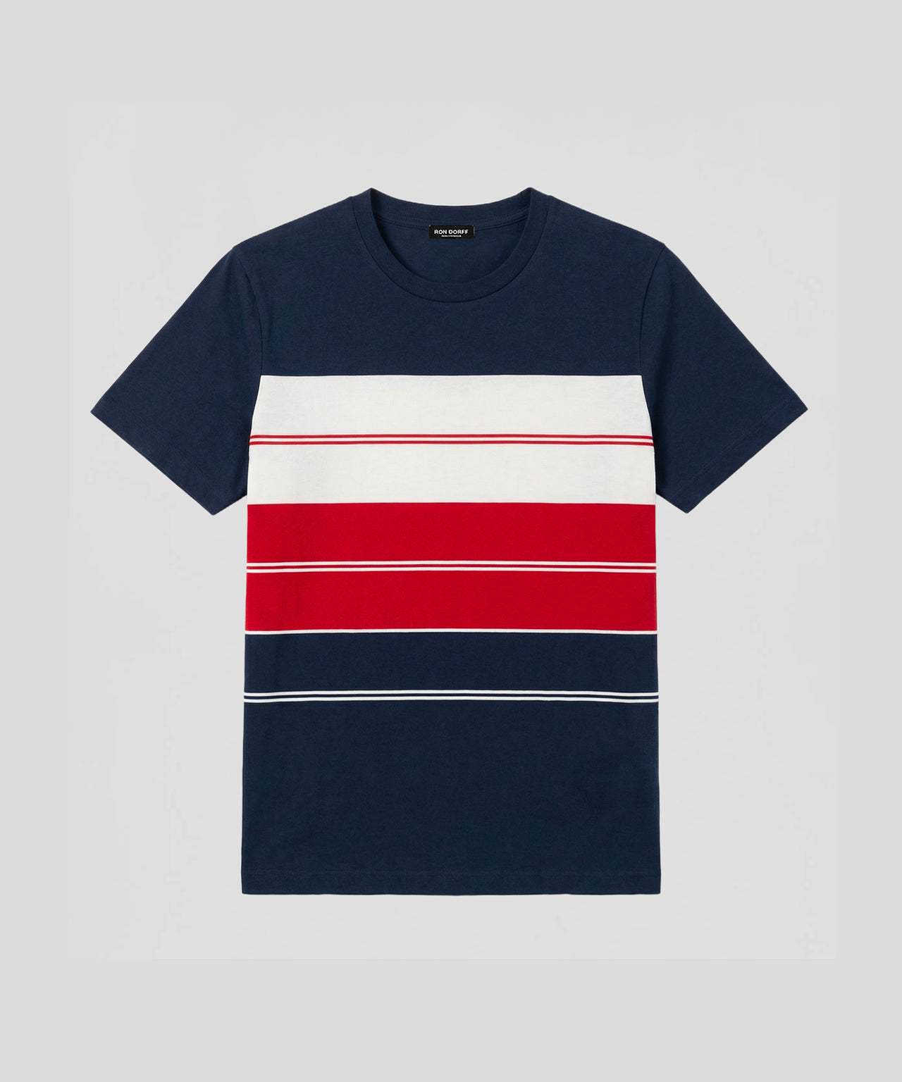T-shirt en coton bio à rayures: Bleu marine