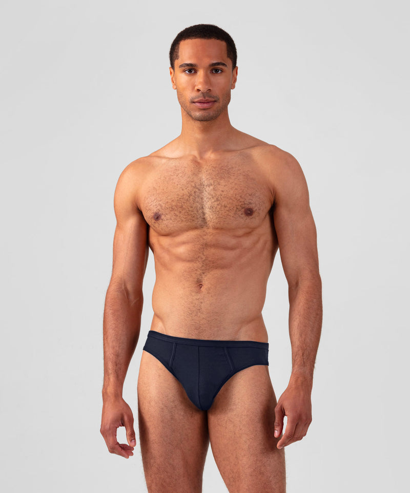 Enganliegende Y-Front Slips: Marineblau