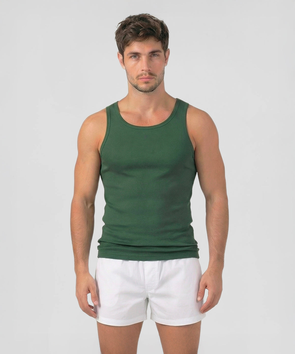Ribbed Tank Top: Green Court