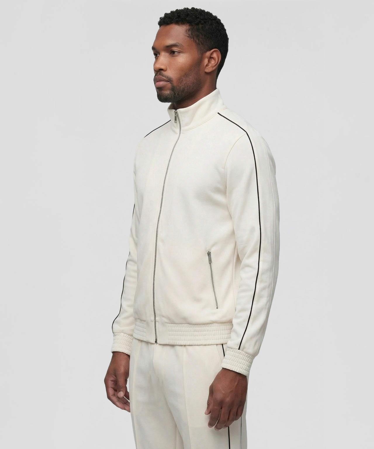 City Jacket avec Piping: Écru