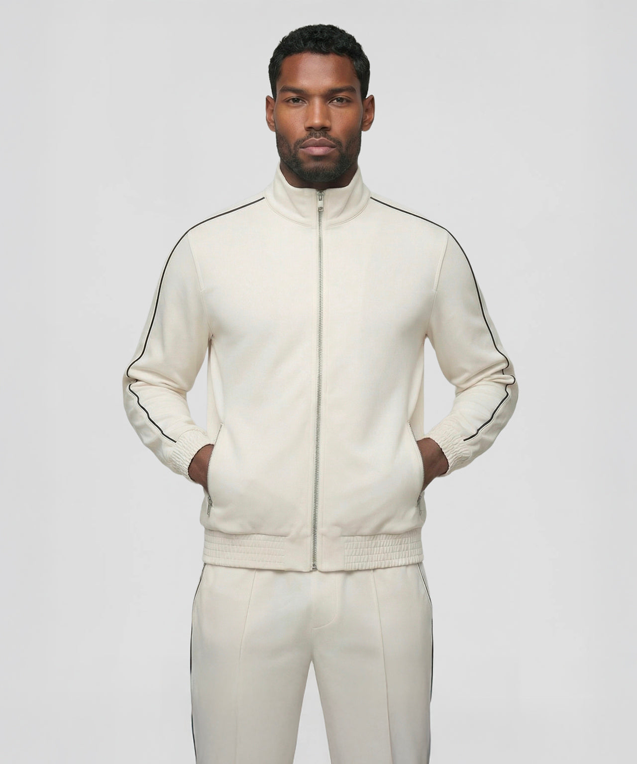 City Jacket avec Piping: Écru