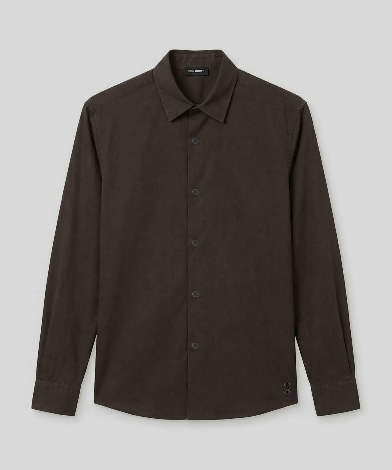 Cotton Linen Long Sleeve Shirt: Espresso