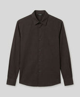 Cotton Linen Long Sleeve Shirt: Espresso