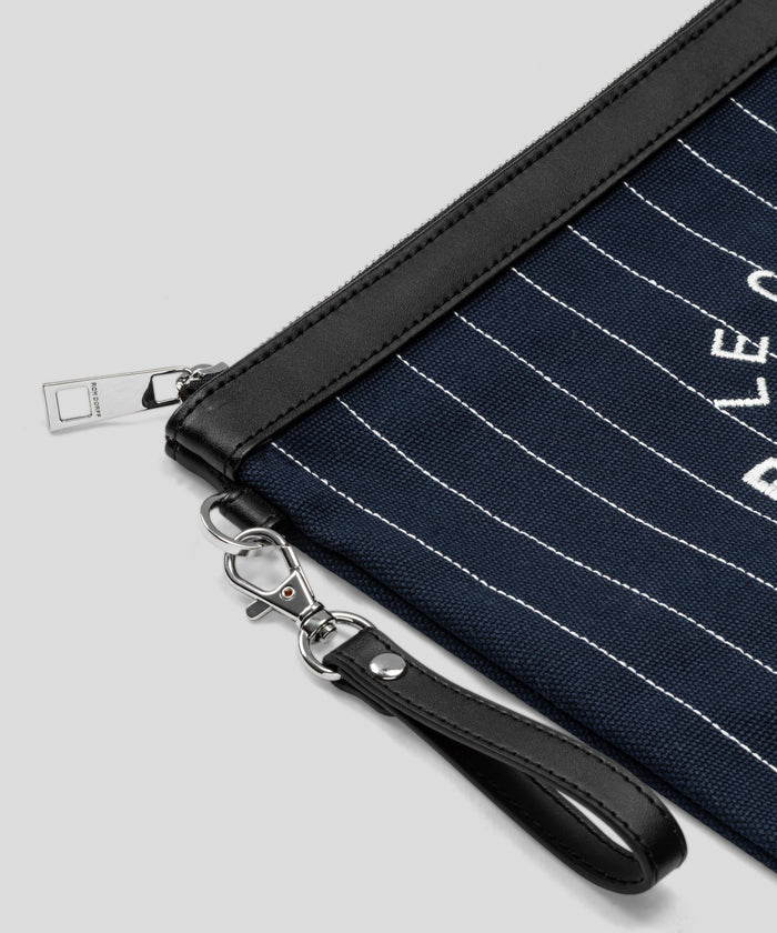 Pochette à fines rayures verticales: Bleu marine/blanc