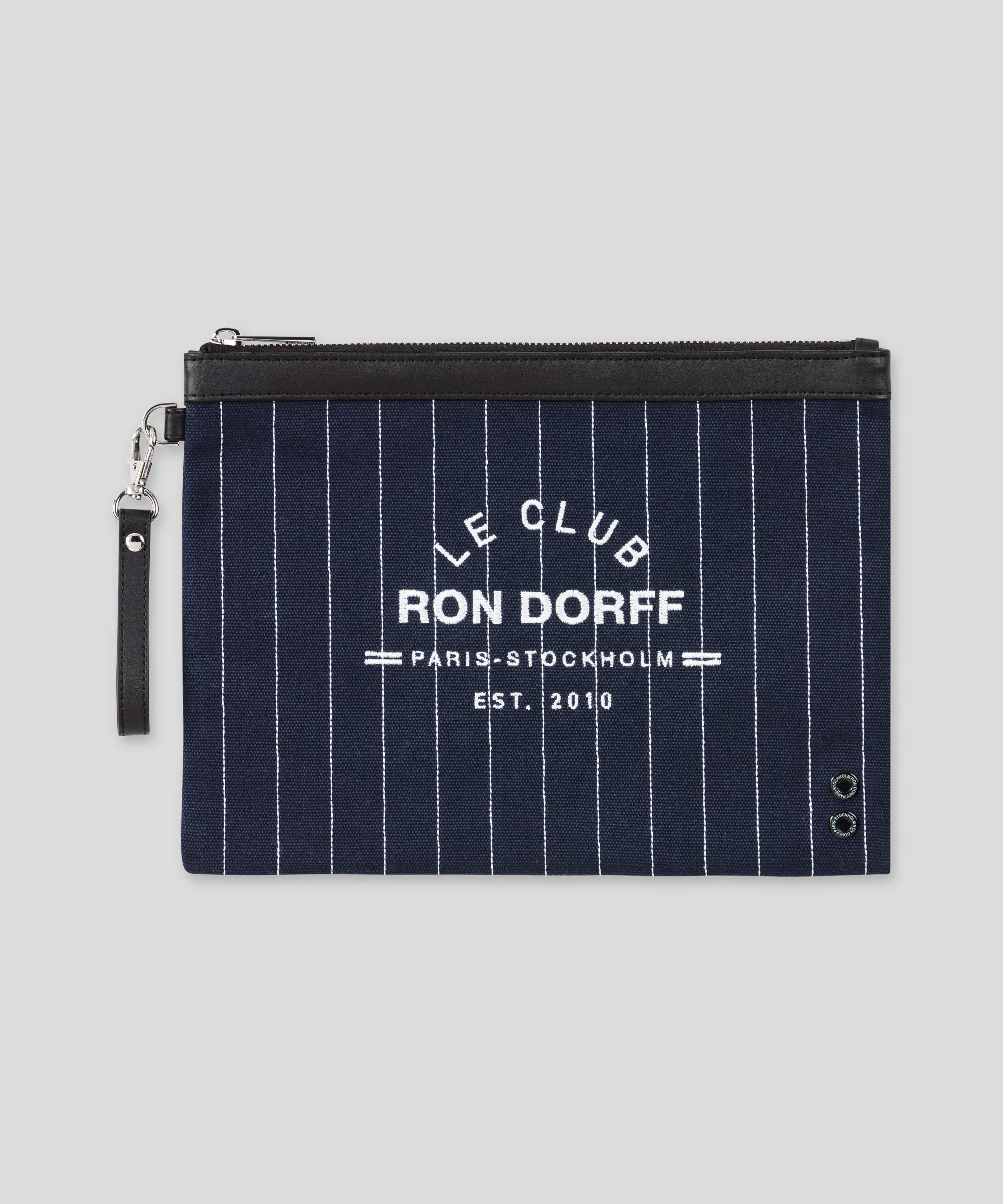 Pochette à fines rayures verticales: Bleu marine/blanc