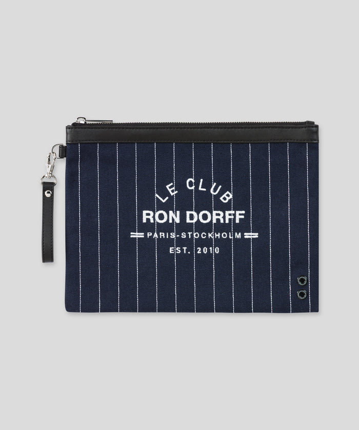 Pochette à fines rayures verticales: Bleu marine/blanc