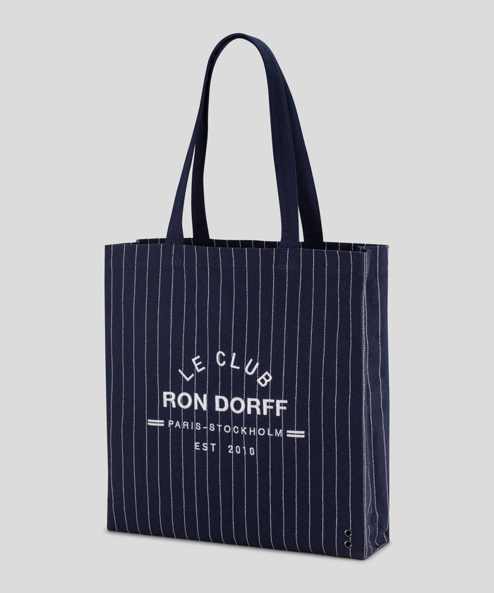 Beach Bag w. Pin Stripes: Marineblau/Weiß