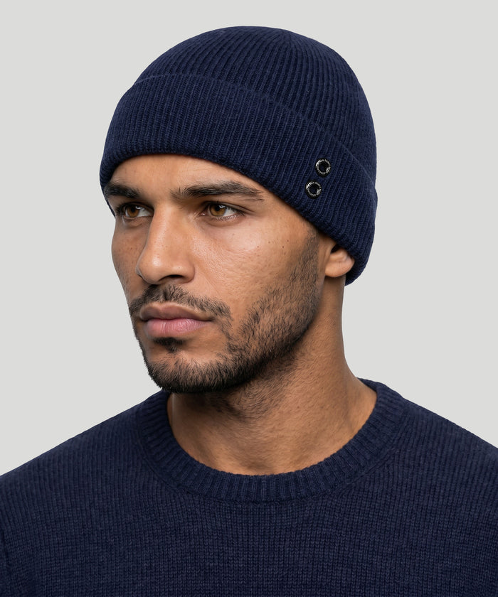 Bonnet en laine côtelée: Bleu marine