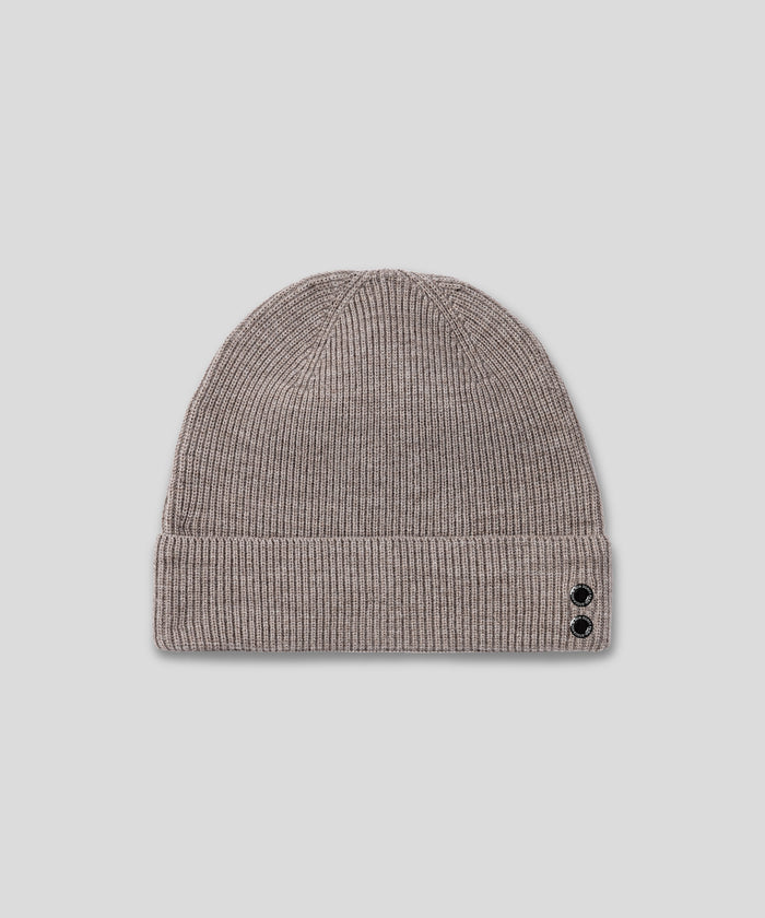 Bonnet en laine côtelée: Beige sable