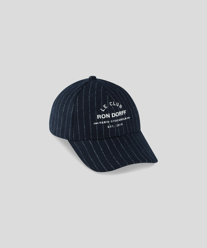 Casquette en laine à fines rayures verticales: Bleu marine/blanc