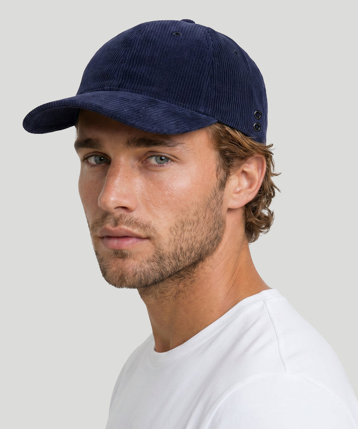 Corduroy Coach Cap: Navy