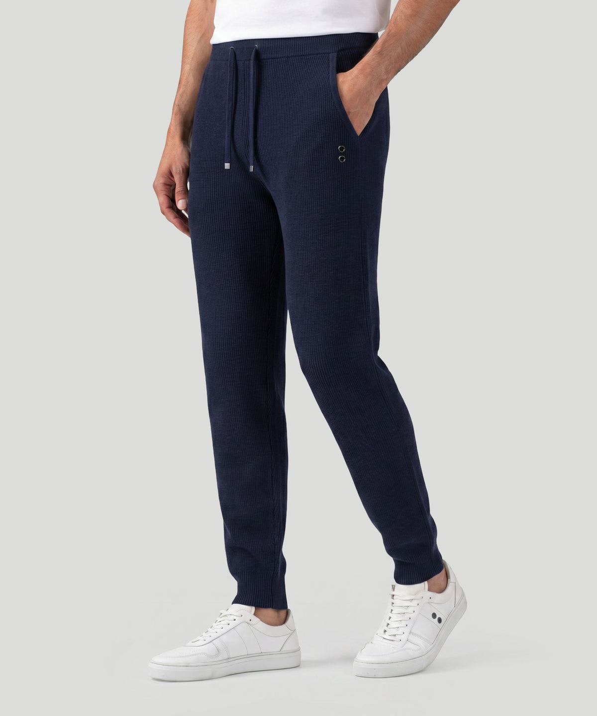 Pantalon Army Ribbed en laine côtelée: Bleu marine