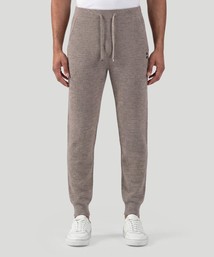Pantalon Army Ribbed en laine côtelée: Beige sable