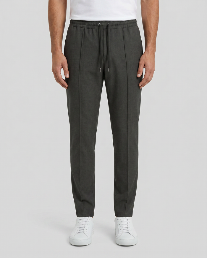 City Pants en laine: Kaki foncé