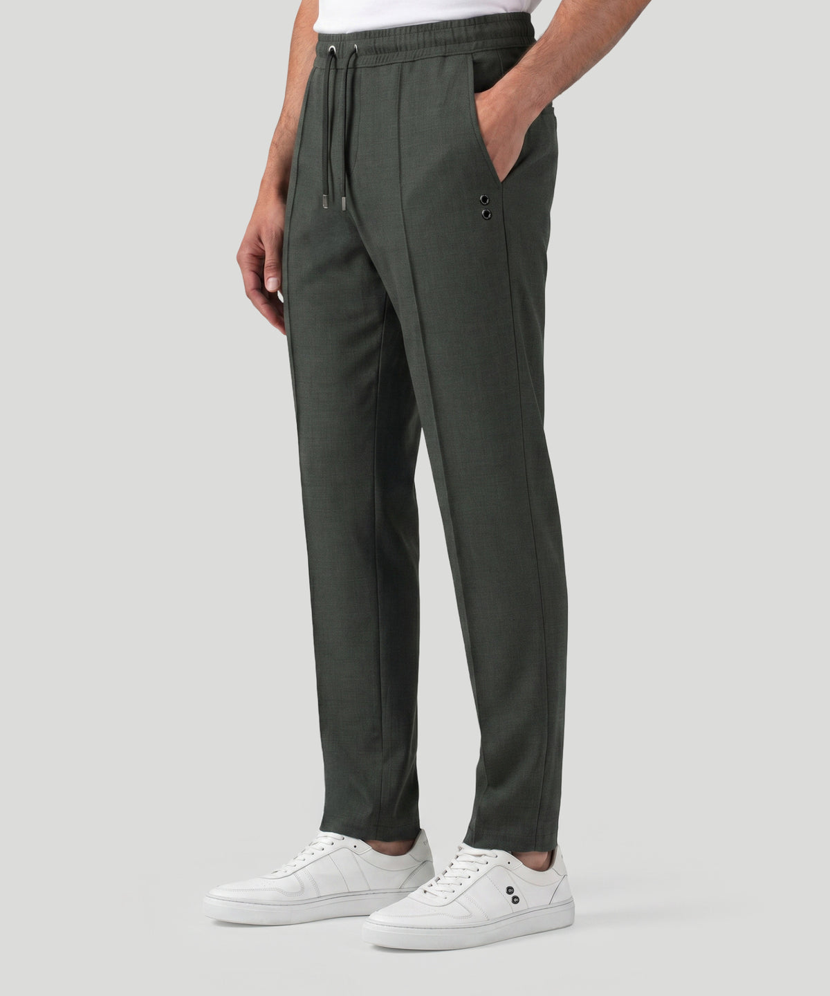 City Pants en laine: Kaki foncé