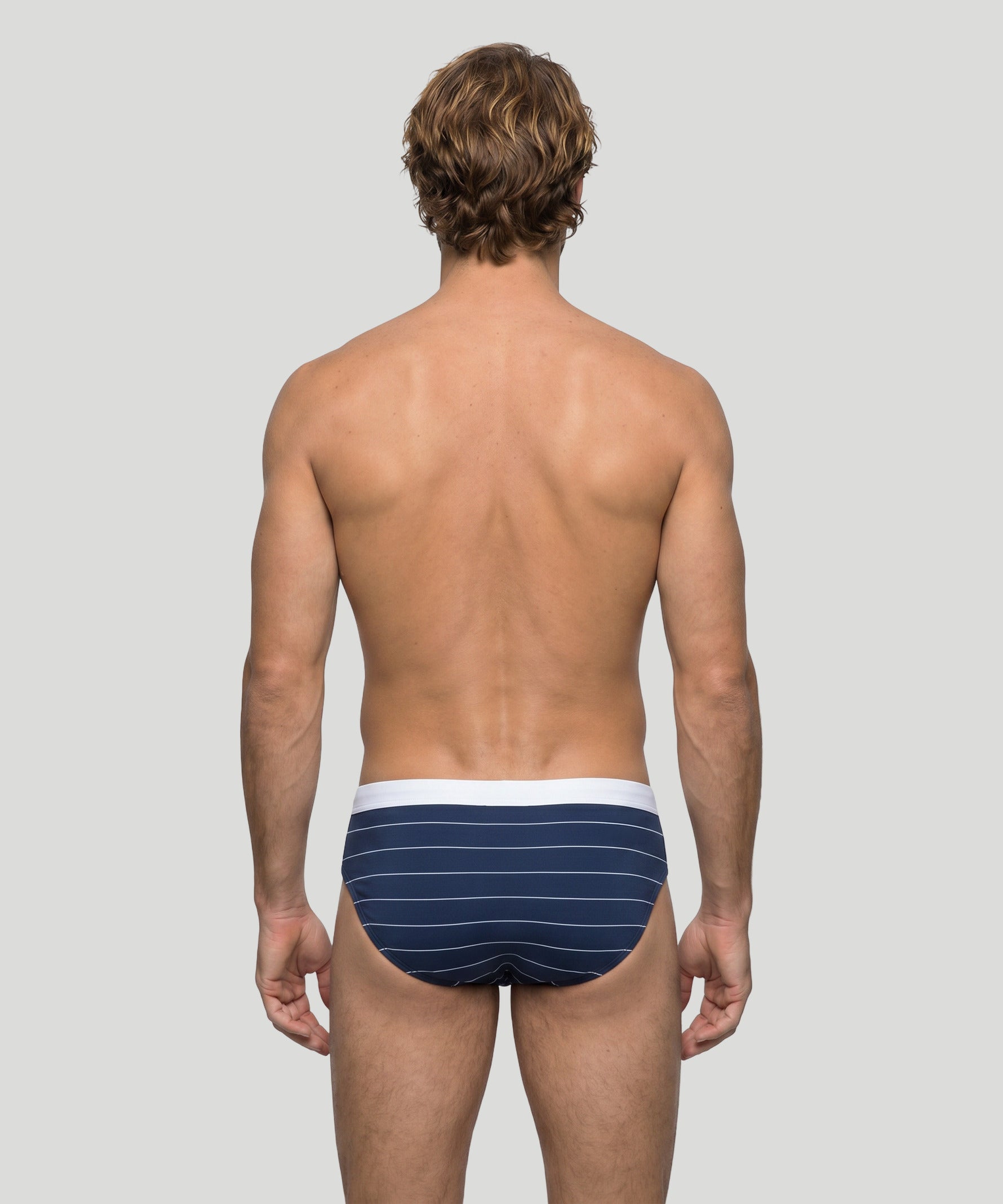 RD Swim Briefs w. Pin Stripes: Navy/White