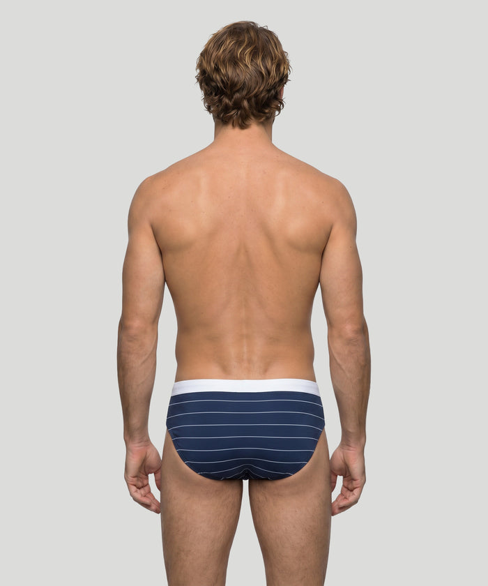 RD Swim Briefs w. Pin Stripes: Navy/White