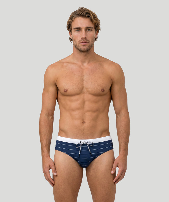 RD Swim Briefs w. Pin Stripes: Navy/White
