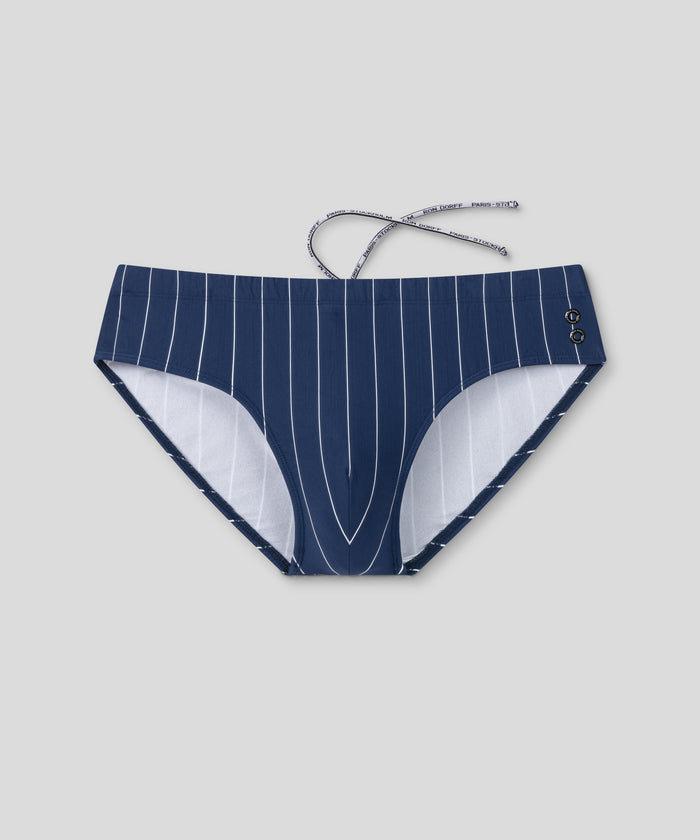 Swim Briefs w. Pin Stripes: Navy/White