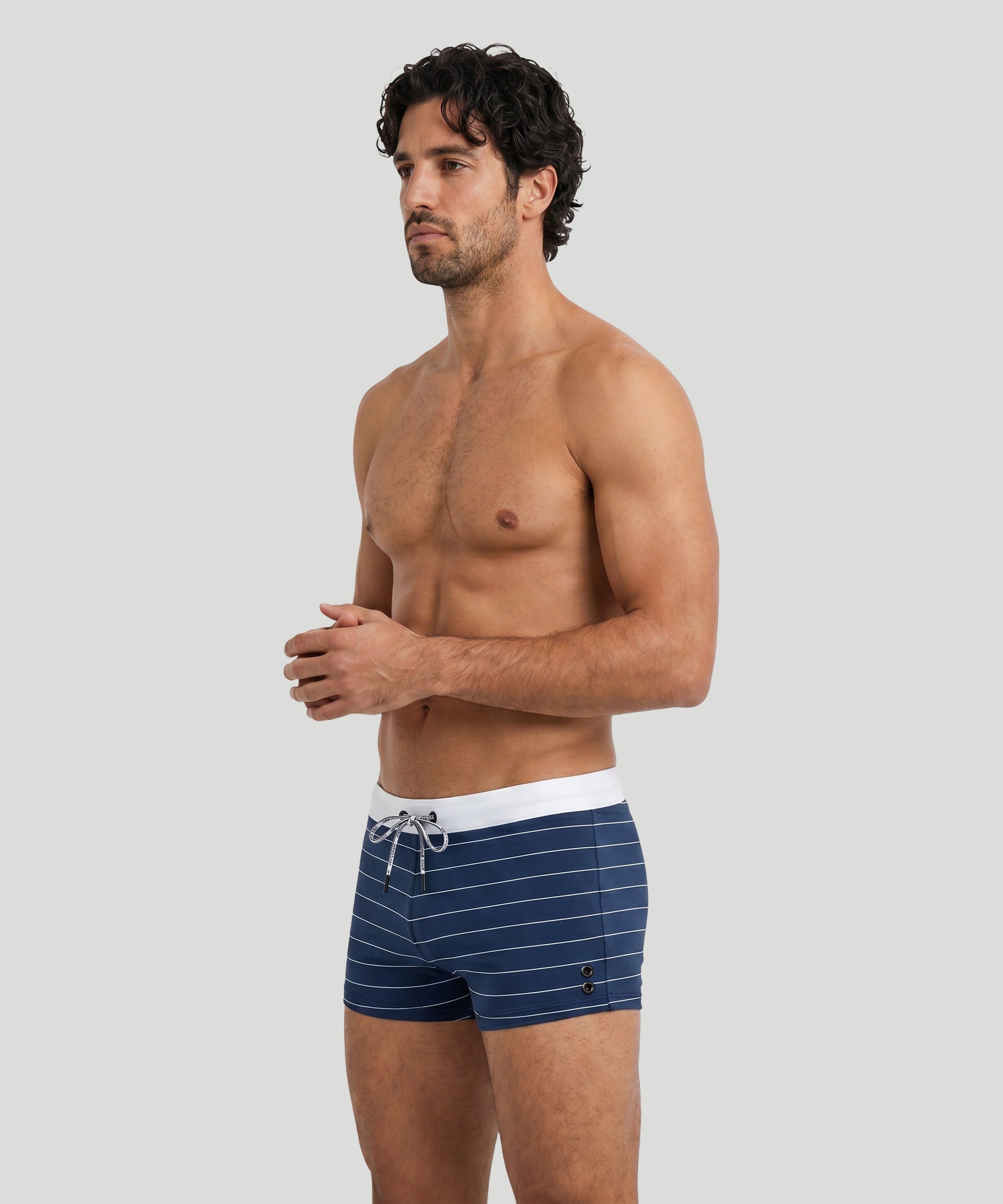 RD Swim Trunks w. Pin Stripes: Navy/White