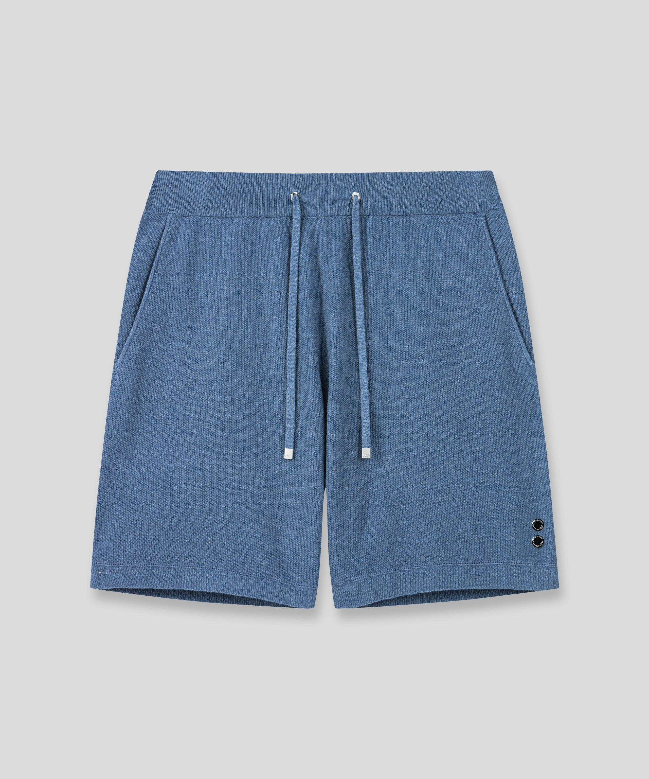 Cotton-Cashmere Piqué Shorts: Blue Melange