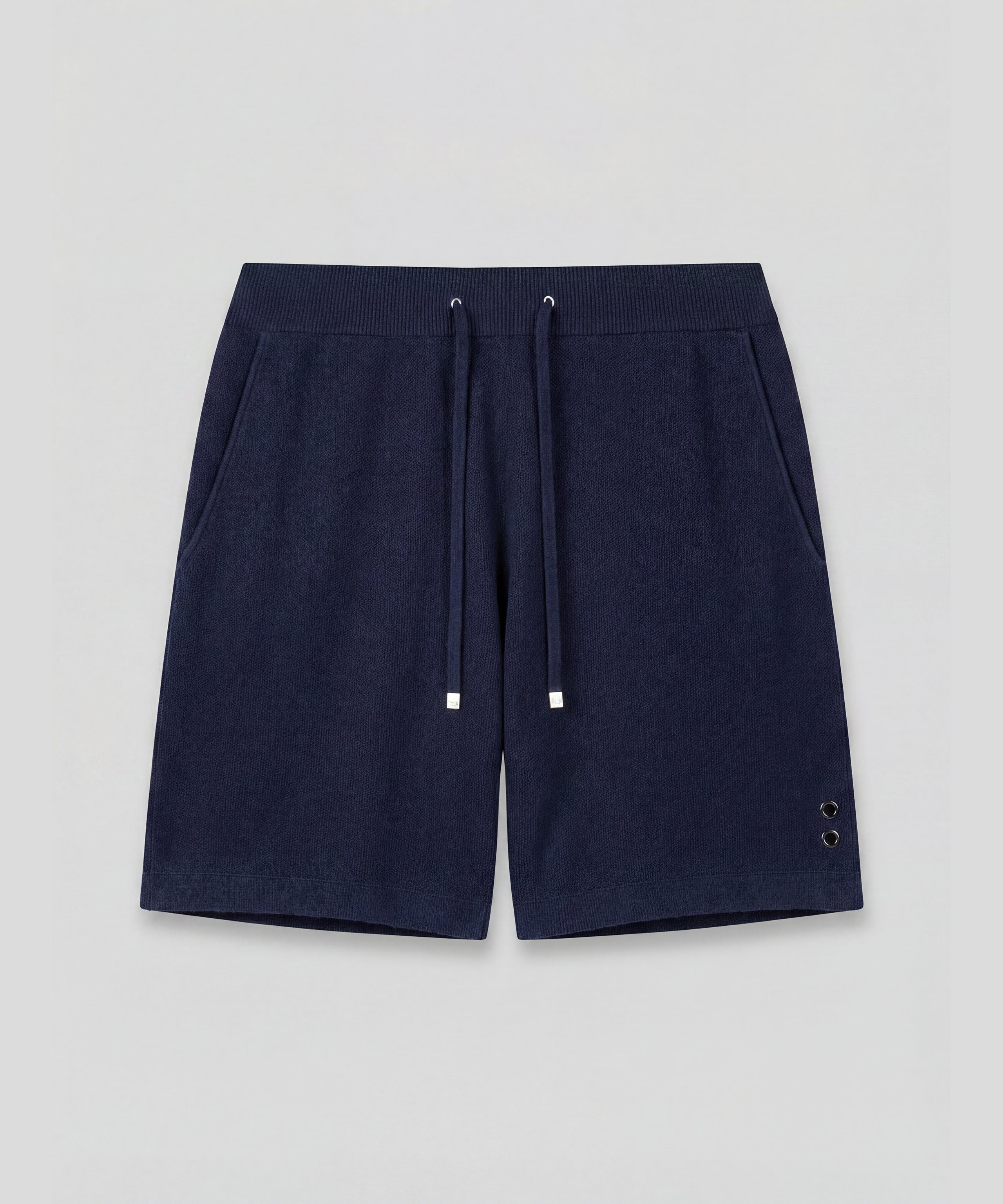 Cotton-Cashmere Piqué Shorts: Navy