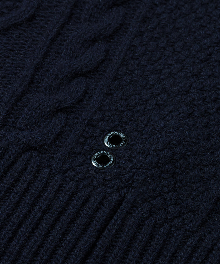 Wool-Cashmere Sweater Telemark w. Stripes: Navy/White