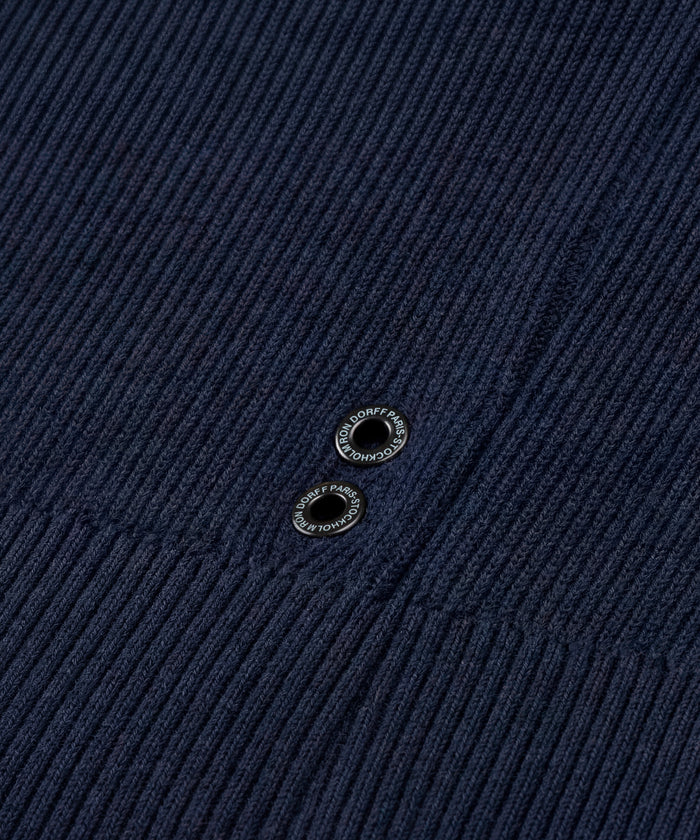 Pull en laine côtelé: Bleu marine