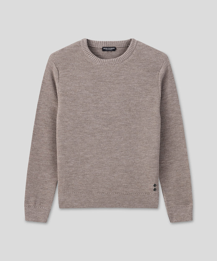 Pull en laine côtelé: Sable
