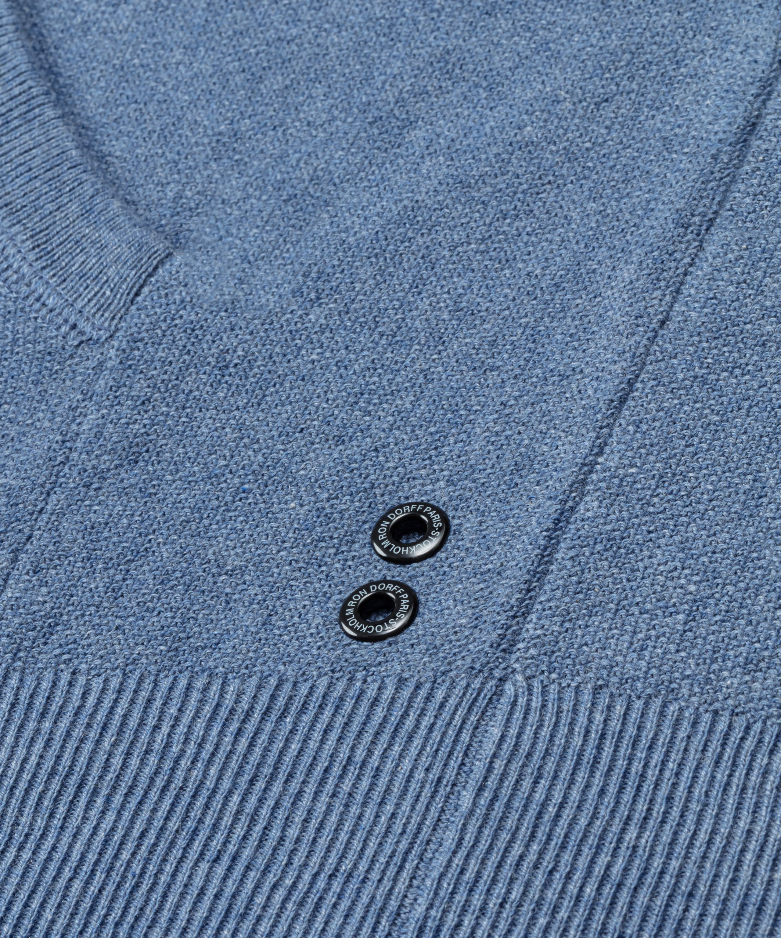 Sweat à capuche en coton-cachemire piqué: Bleu chiné