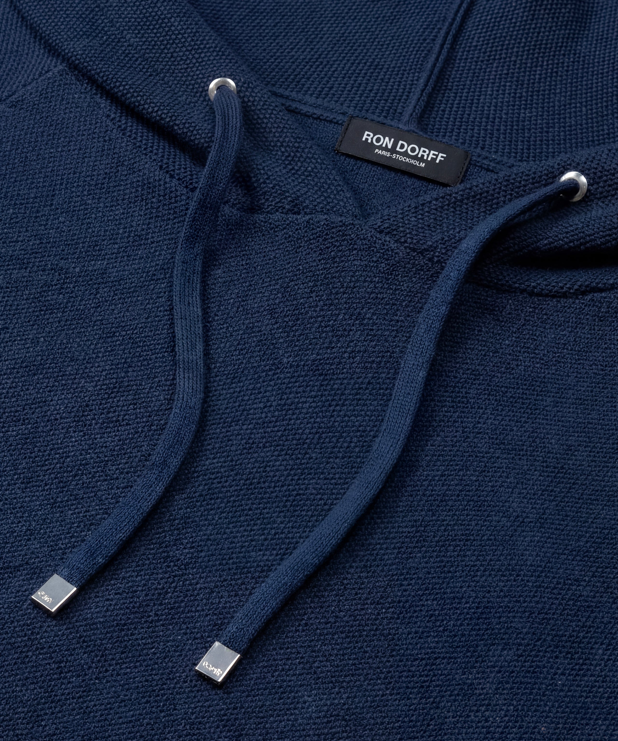 Cotton-Cashmere Piqué Hoodie Sweater: Marineblau