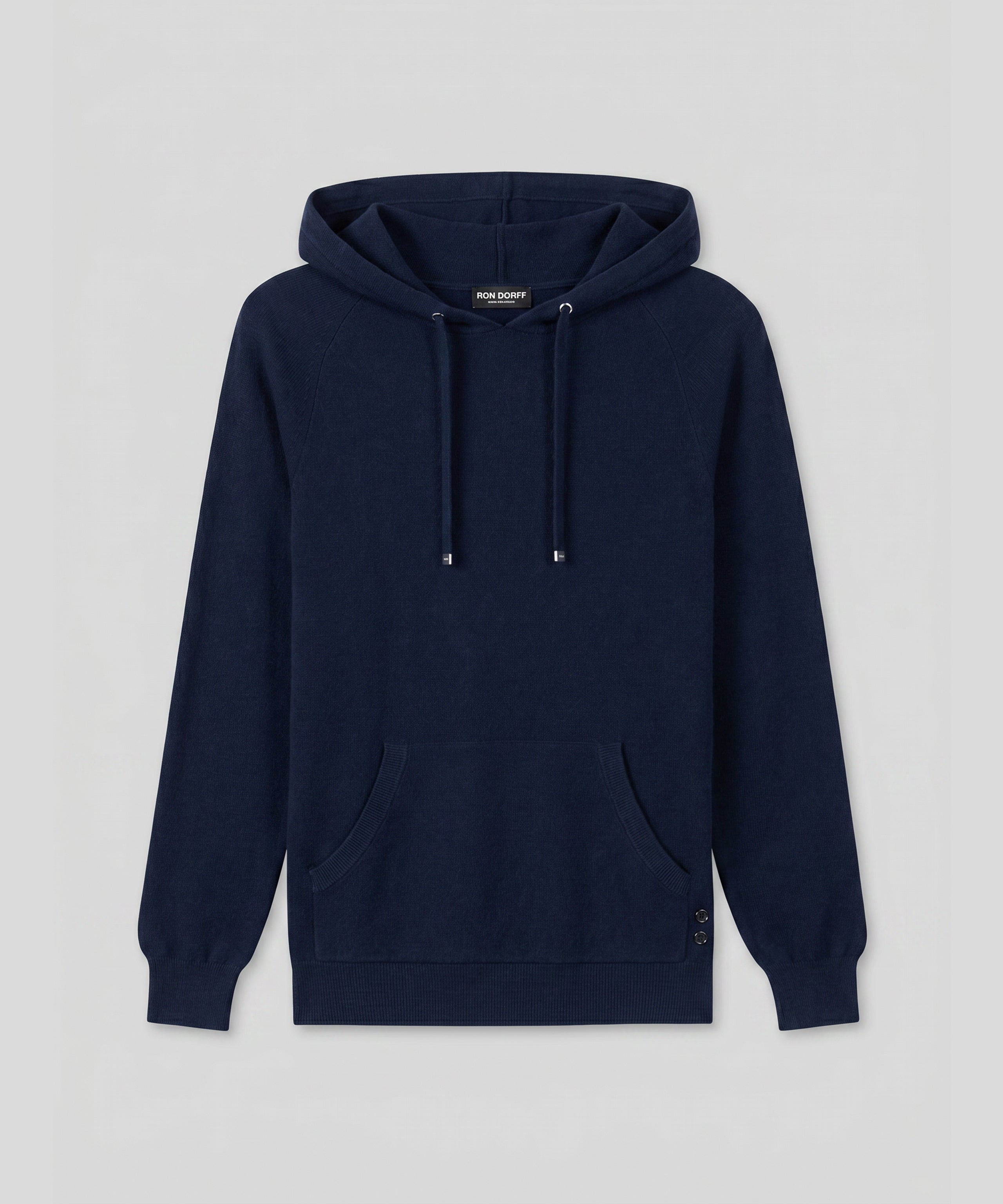 Cotton-Cashmere Piqué Hoodie Sweater: Marineblau