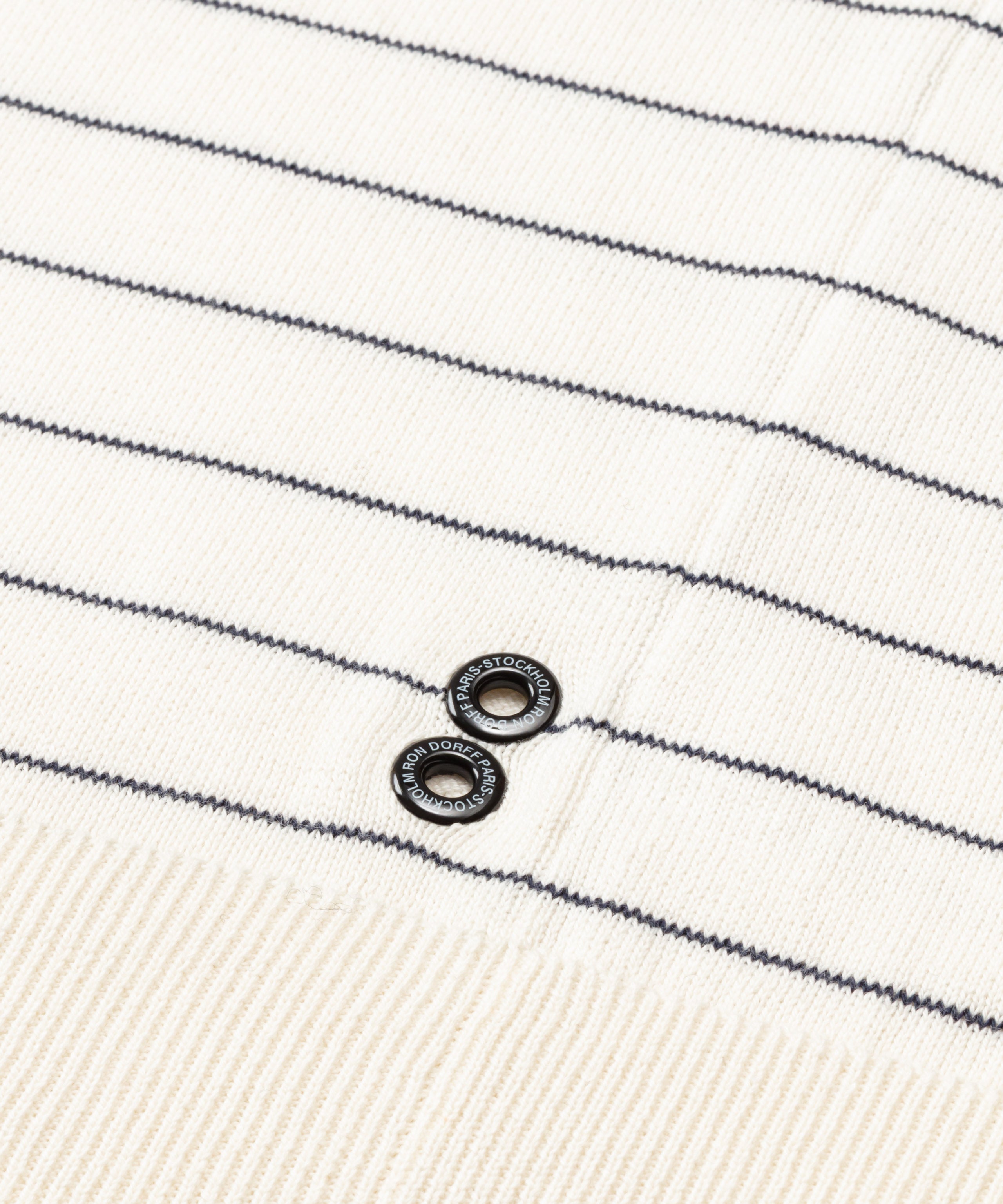 Pull en coton à fines rayures verticales: Bleu marine/blanc