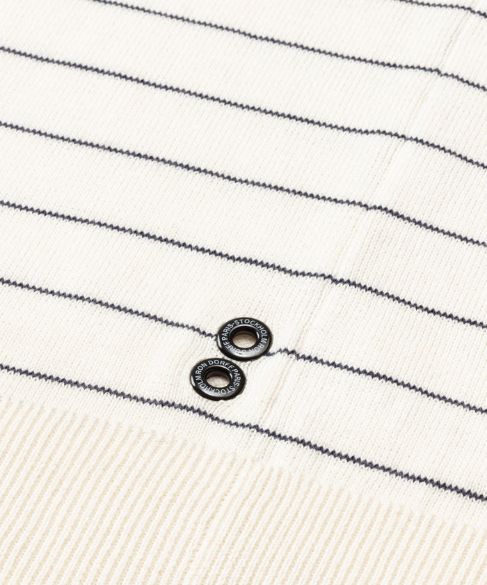Pull en coton à fines rayures verticales: Bleu marine/blanc