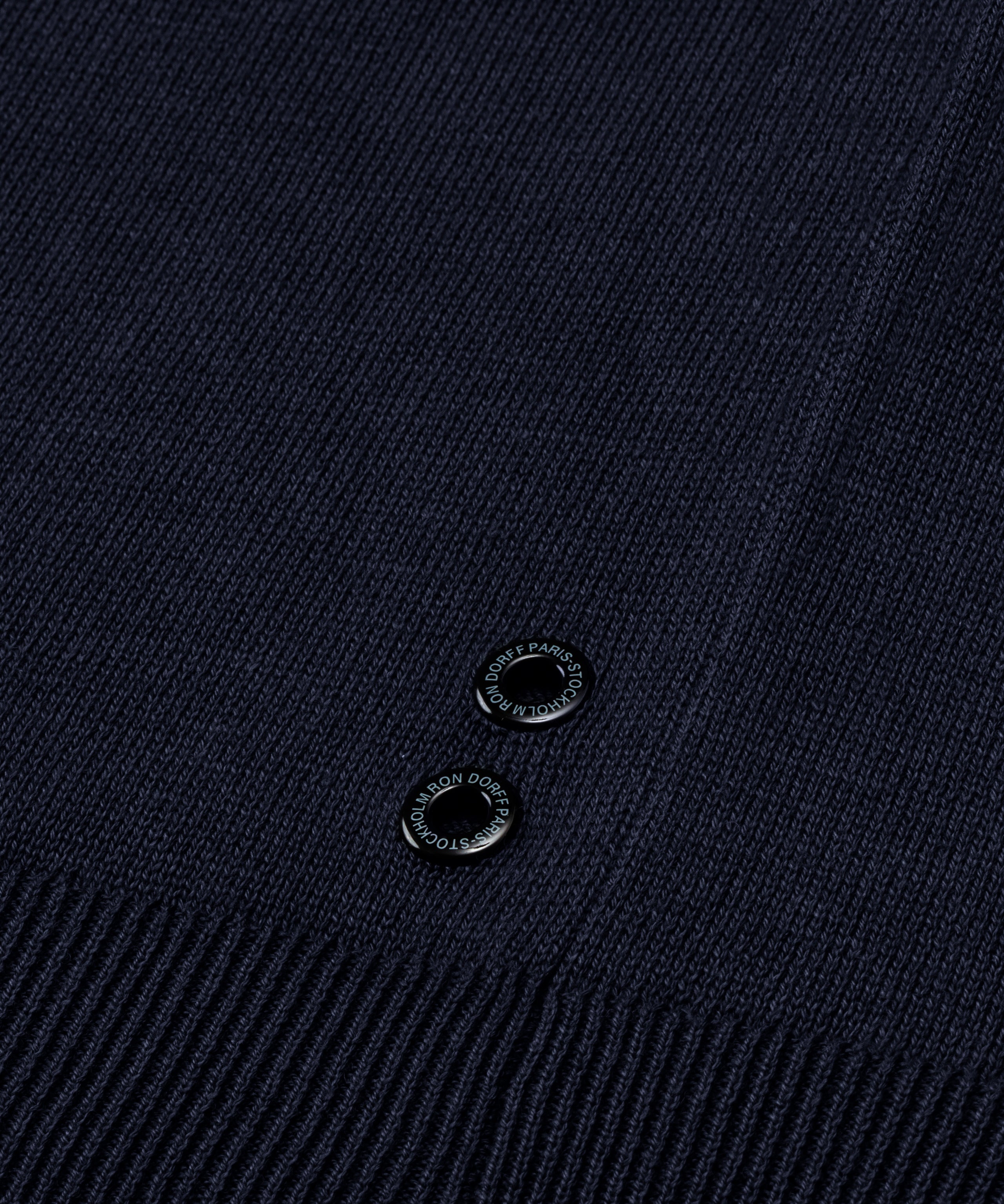 Knitted Cotton Sweater w. Drawstrings: Marineblau