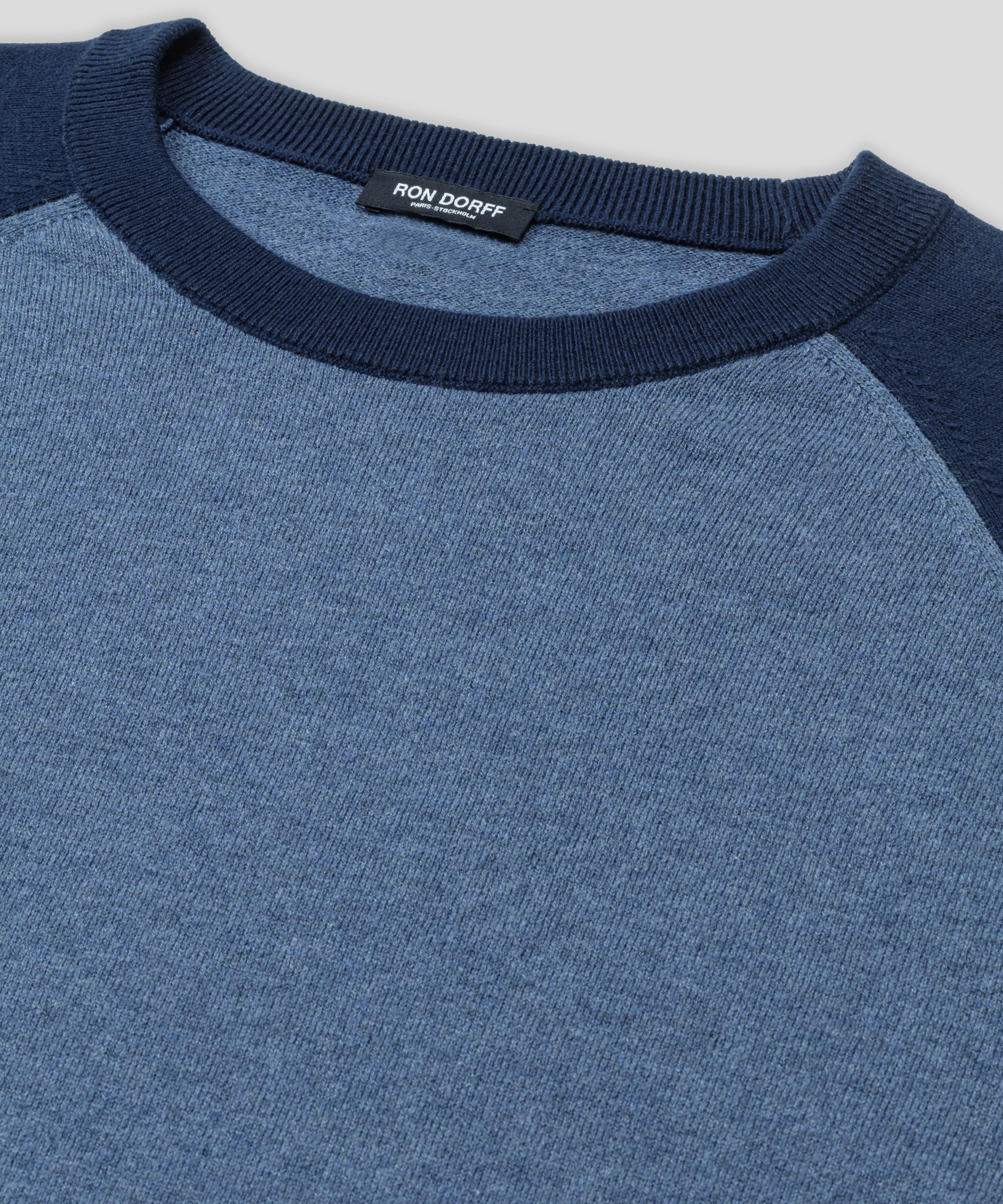 Cotton-Wool Baseball Sweater: Blue Melange