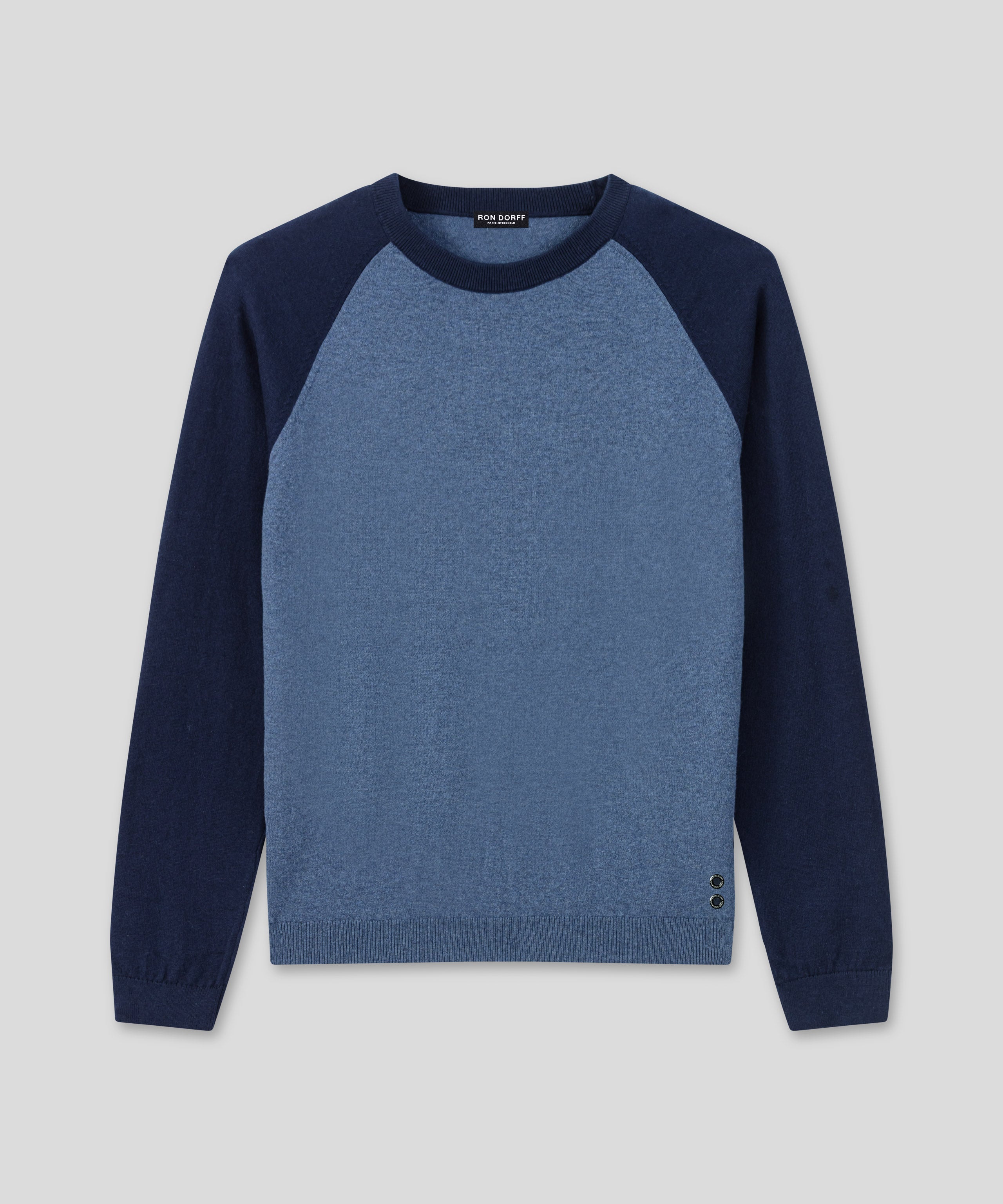 Cotton-Wool Baseball Sweater: Blue Melange