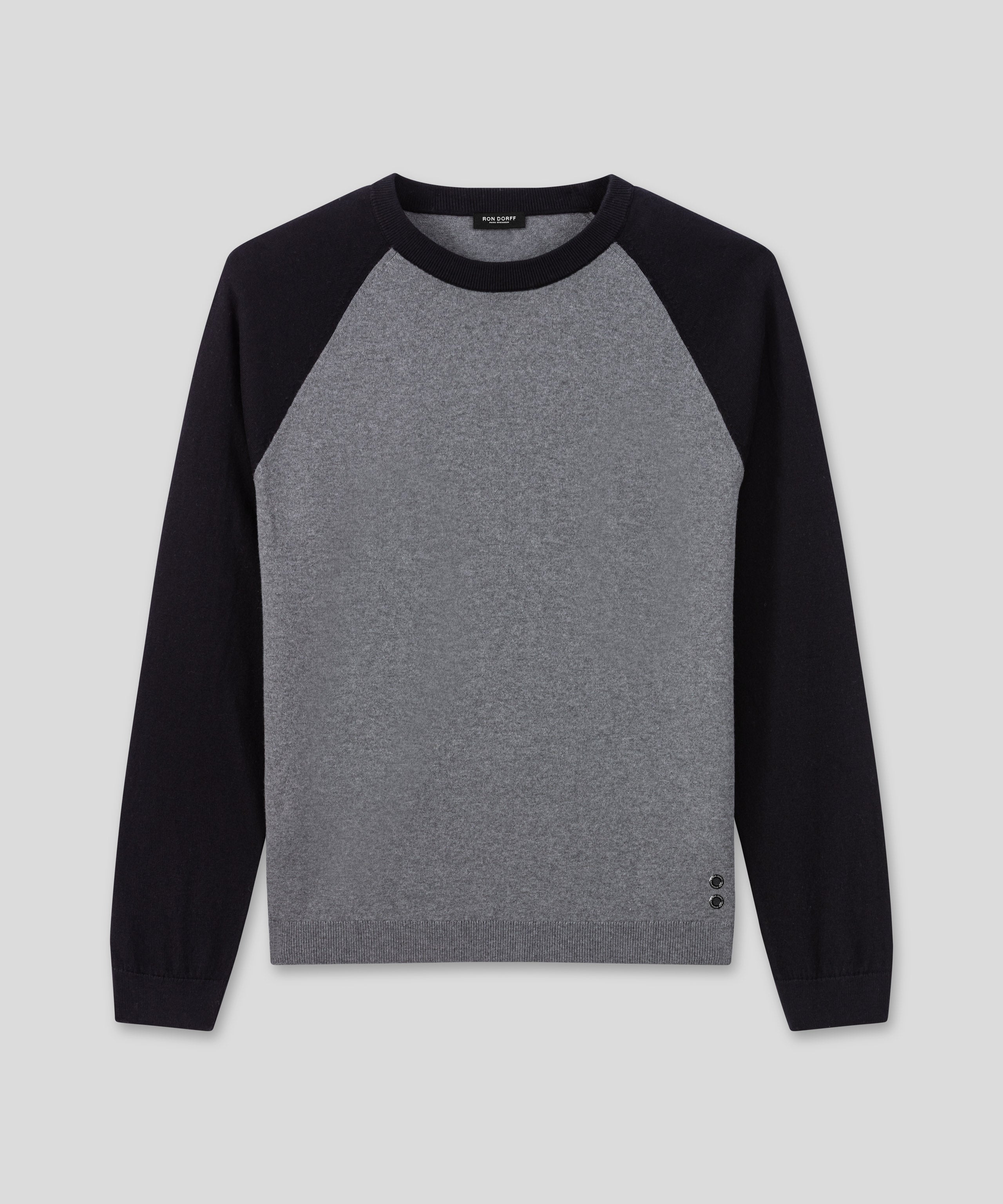 Pull baseball en coton-laine mérinos: Gris foncé