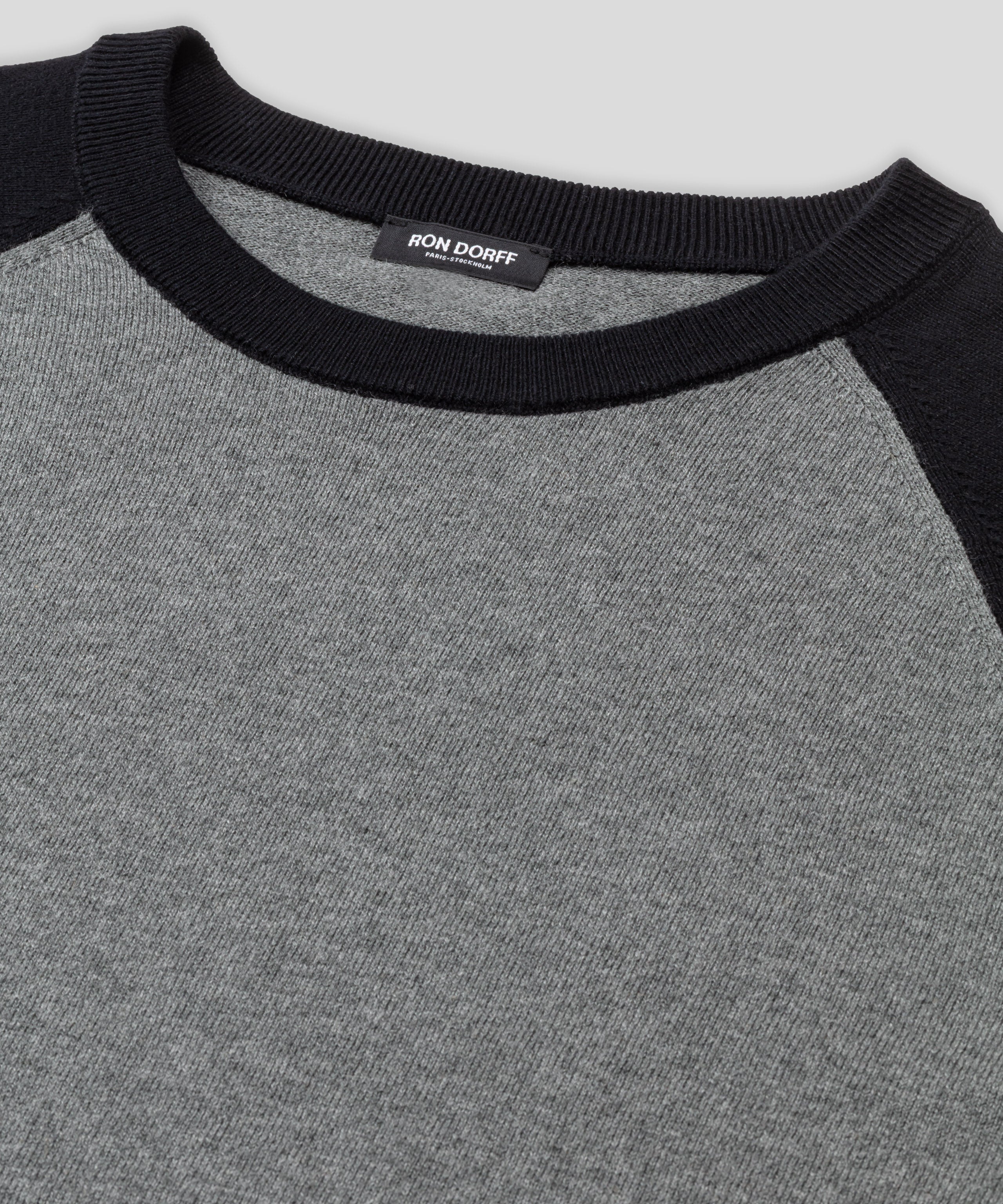 Pull baseball en coton-laine mérinos: Gris foncé