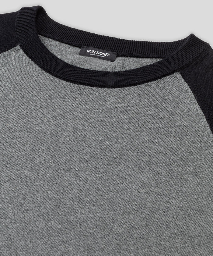 Pull baseball en coton-laine mérinos: Gris foncé