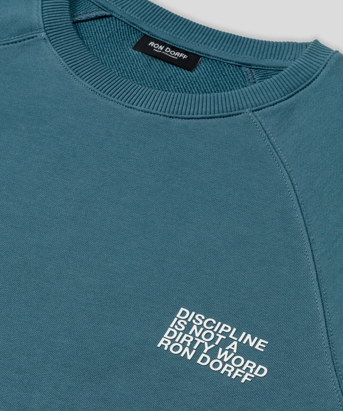 Organic Cotton Sleeveless Sweatshirt "DISCIPLINE": Baltic Blue