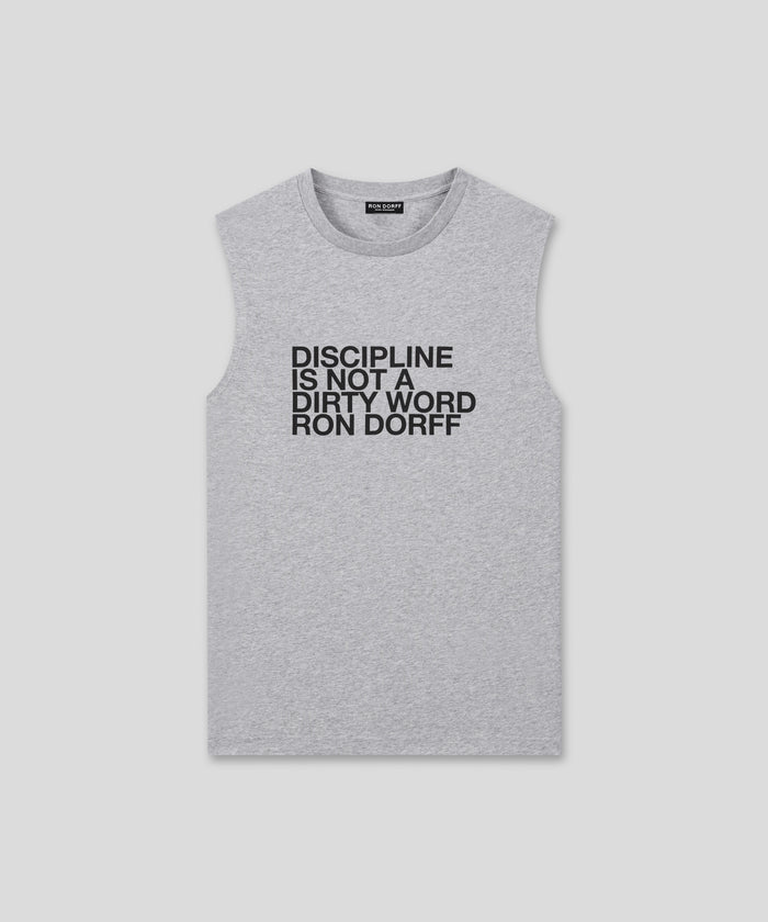 Organic Cotton Sleeveless T-Shirt "DISCIPLINE": Grau