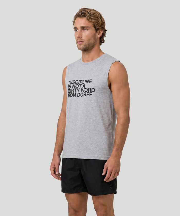 Organic Cotton Sleeveless T-Shirt "DISCIPLINE": Grau