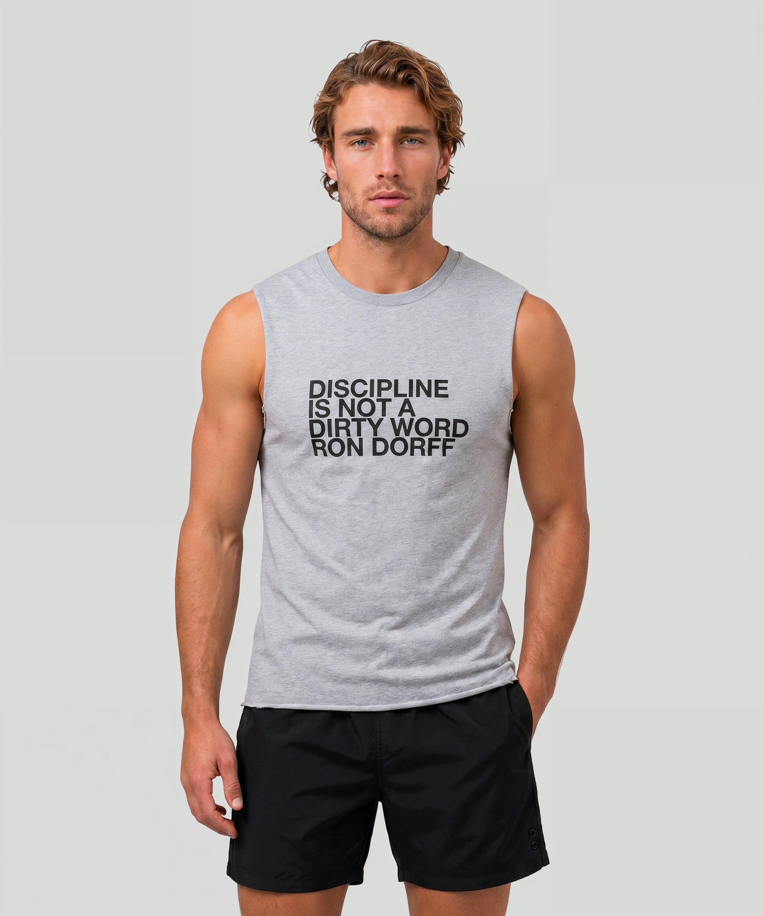 Organic Cotton Sleeveless T-Shirt "DISCIPLINE": Grau