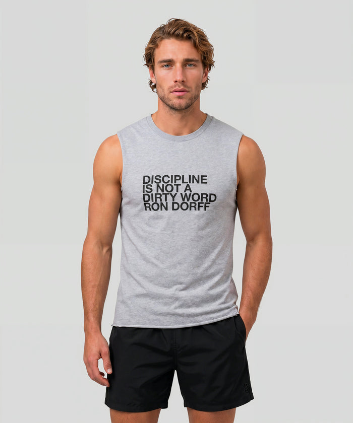 Organic Cotton Sleeveless T-Shirt "DISCIPLINE": Grau