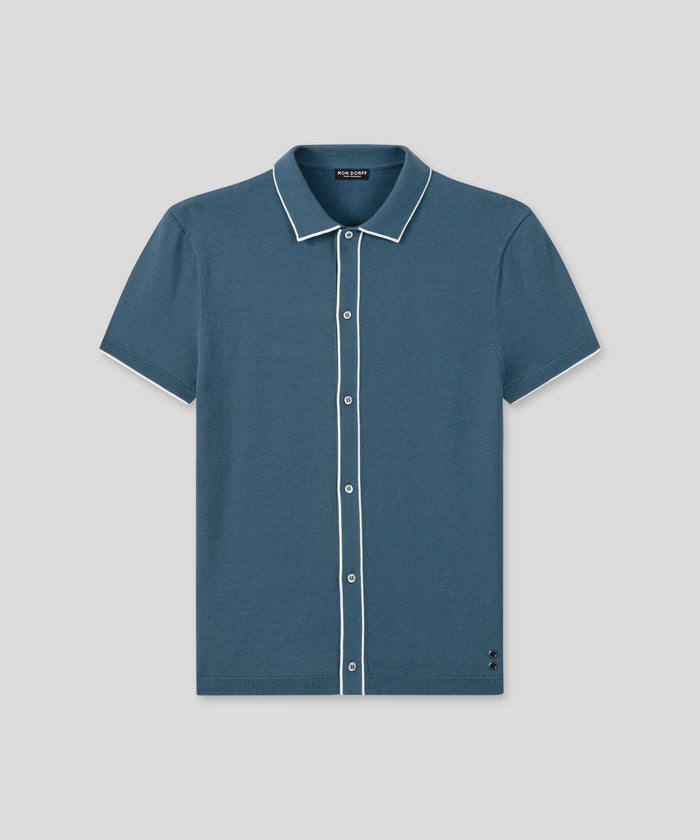 Cotton-Silk Shirt: Blau