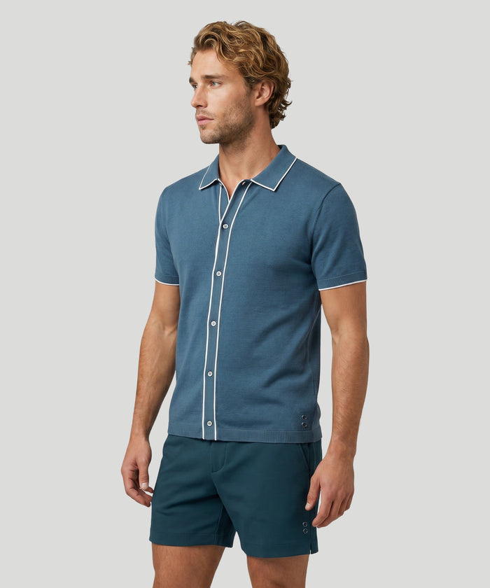 Cotton-Silk Shirt: Blau