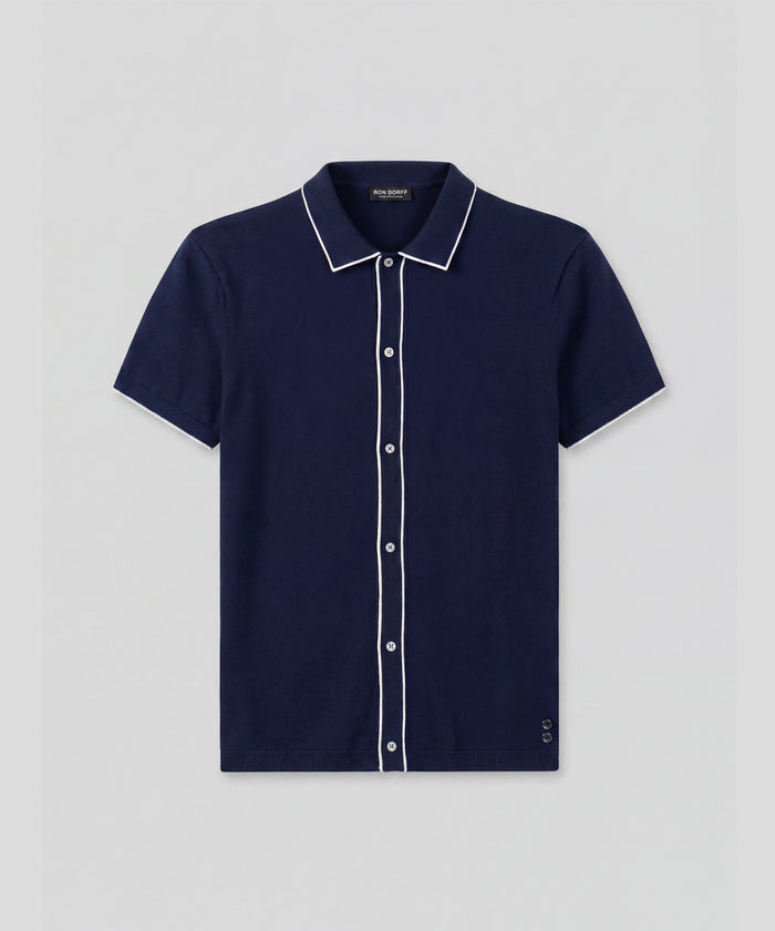 Cotton-Silk Shirt: Marineblau